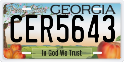 GA license plate CER5643