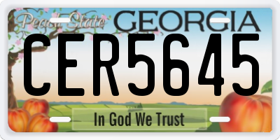 GA license plate CER5645