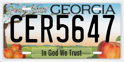 GA license plate CER5647