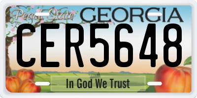GA license plate CER5648