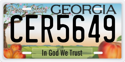 GA license plate CER5649