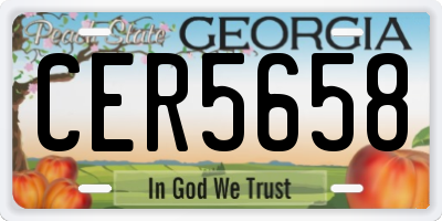 GA license plate CER5658