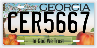 GA license plate CER5667