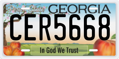 GA license plate CER5668