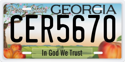GA license plate CER5670