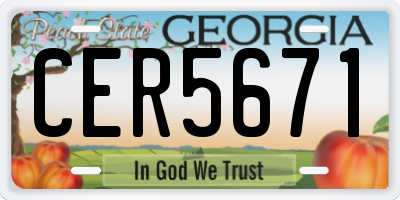 GA license plate CER5671