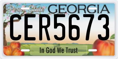 GA license plate CER5673