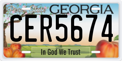GA license plate CER5674
