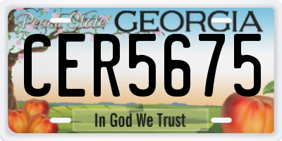 GA license plate CER5675