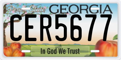 GA license plate CER5677
