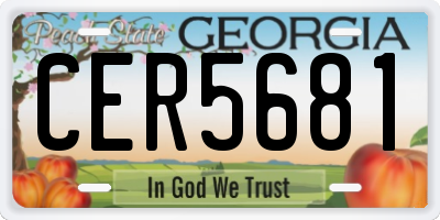 GA license plate CER5681