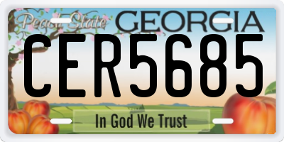 GA license plate CER5685