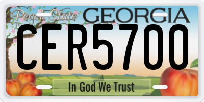 GA license plate CER5700