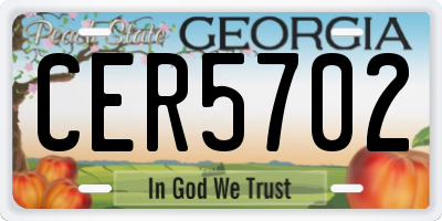 GA license plate CER5702