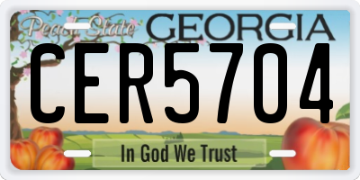 GA license plate CER5704