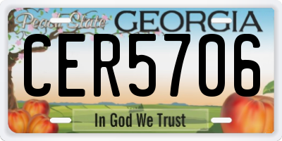 GA license plate CER5706