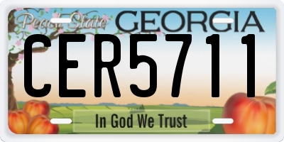 GA license plate CER5711