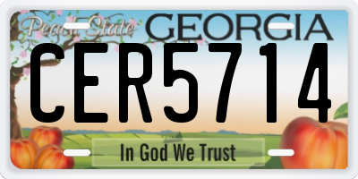 GA license plate CER5714