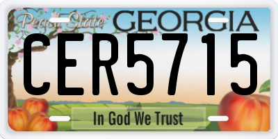 GA license plate CER5715