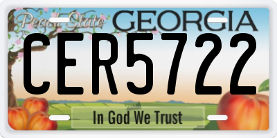 GA license plate CER5722