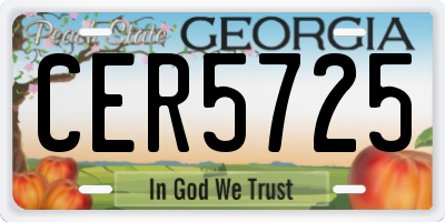 GA license plate CER5725