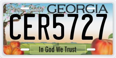 GA license plate CER5727