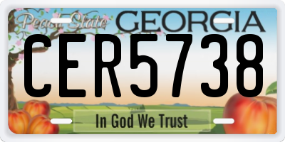 GA license plate CER5738
