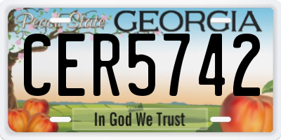 GA license plate CER5742