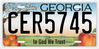 GA license plate CER5745