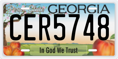 GA license plate CER5748