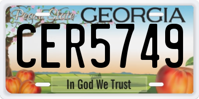 GA license plate CER5749