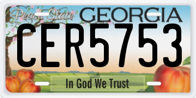 GA license plate CER5753