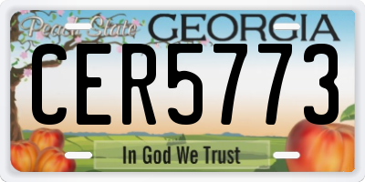GA license plate CER5773
