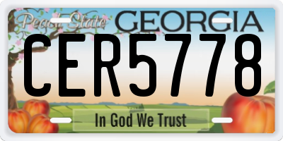 GA license plate CER5778