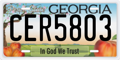 GA license plate CER5803