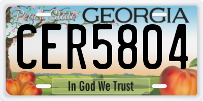 GA license plate CER5804