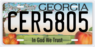GA license plate CER5805
