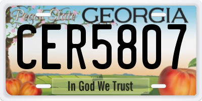 GA license plate CER5807