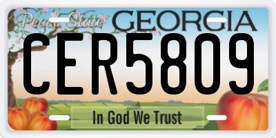GA license plate CER5809
