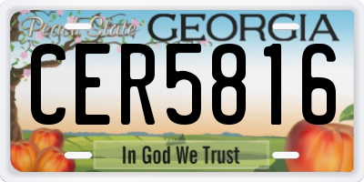 GA license plate CER5816