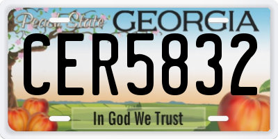 GA license plate CER5832