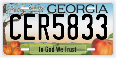 GA license plate CER5833