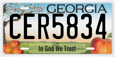 GA license plate CER5834