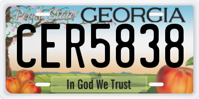 GA license plate CER5838