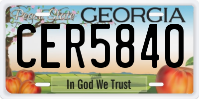 GA license plate CER5840