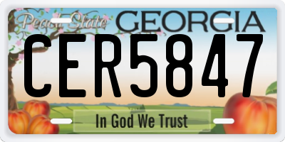 GA license plate CER5847
