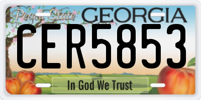 GA license plate CER5853