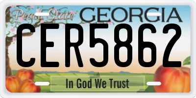 GA license plate CER5862