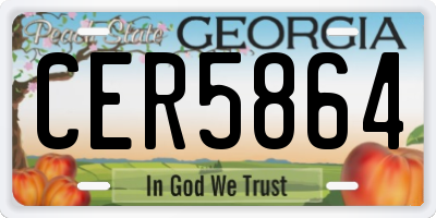 GA license plate CER5864