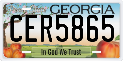 GA license plate CER5865
